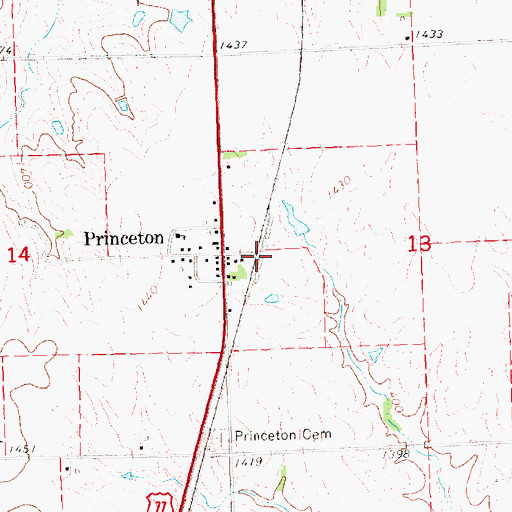 Topographic Map of Princeton, NE