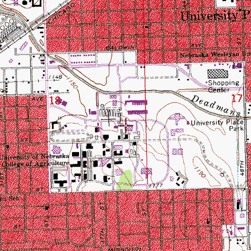Topographic Map of Marvel Baker Hall, NE