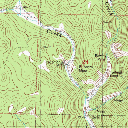 Topographic Map of Cocomongo Mine, CO