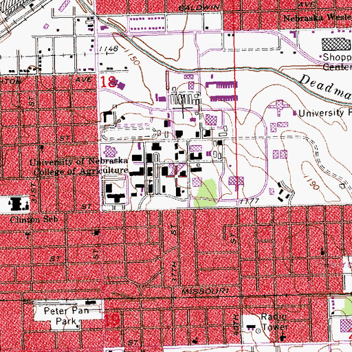 Topographic Map of Miller Hall, NE