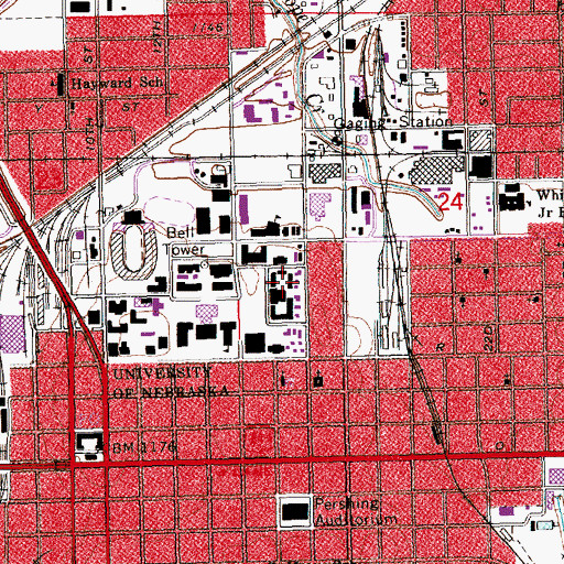 Topographic Map of Fairfield Hall, NE