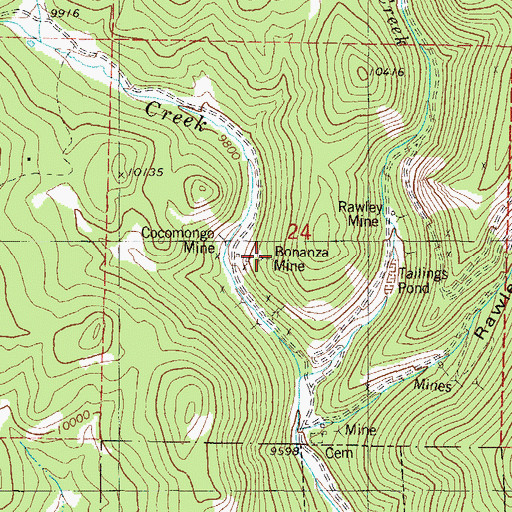 Topographic Map of Bonanza Mine, CO
