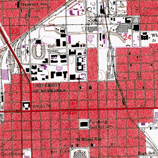 Topographic Map of Wick Alumni Center, NE