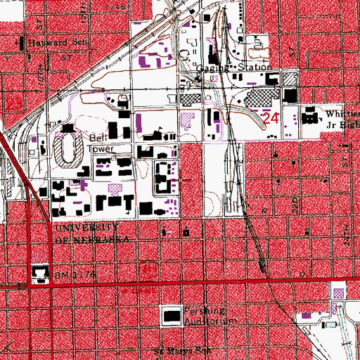 Topographic Map of Love Hall, NE