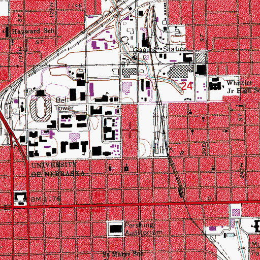 Topographic Map of Cather and Pound Food Service Building, NE