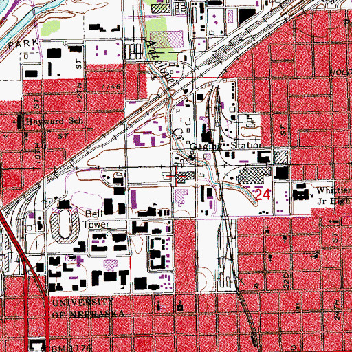 Topographic Map of Nebraska Hall, NE