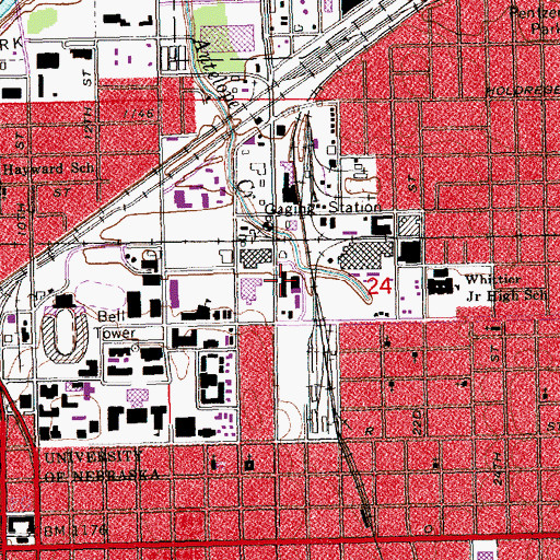 Topographic Map of Abel Residence Hall, NE