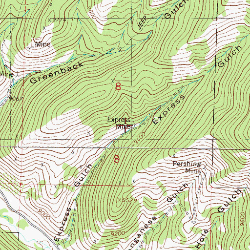 Topographic Map of Express Mine, CO