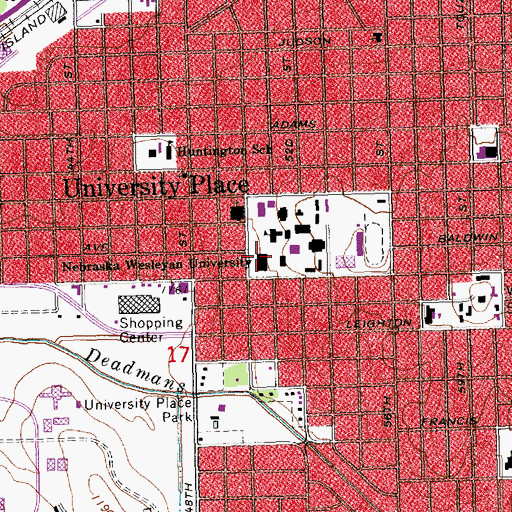 Topographic Map of Vance D Rogers Center for Fine Arts, NE