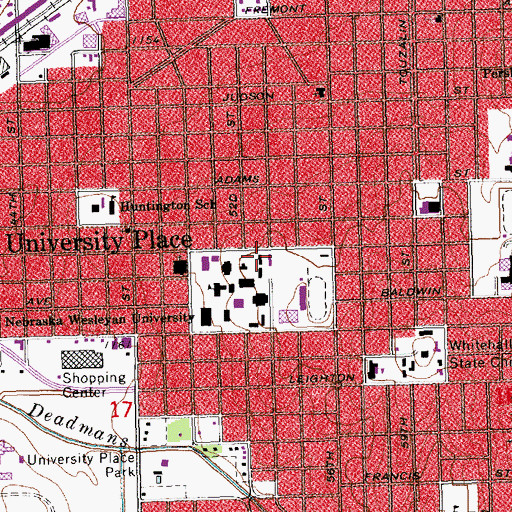 Topographic Map of Johnson Hall, NE
