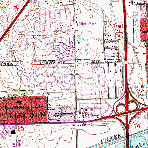 Topographic Map of Interchange 399, NE
