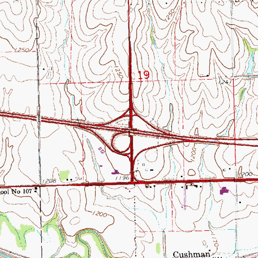 Topographic Map of Interchange 395, NE