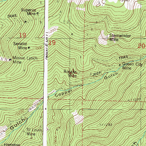 Topographic Map of Rosalie Mine, CO