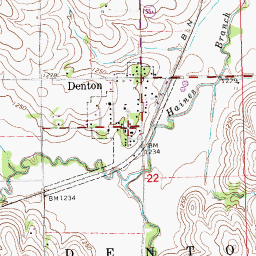 Topographic Map of Denton Post Office, NE