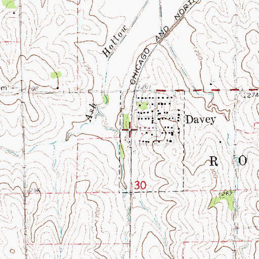 Topographic Map of Davey (historical), NE