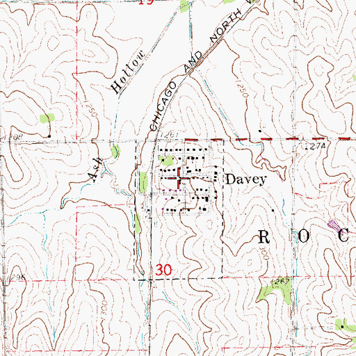 Topographic Map of Davey Post Office, NE