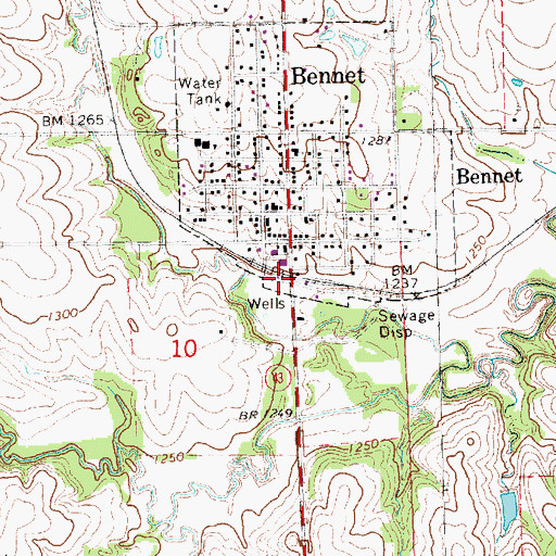 Topographic Map of Bennet, NE