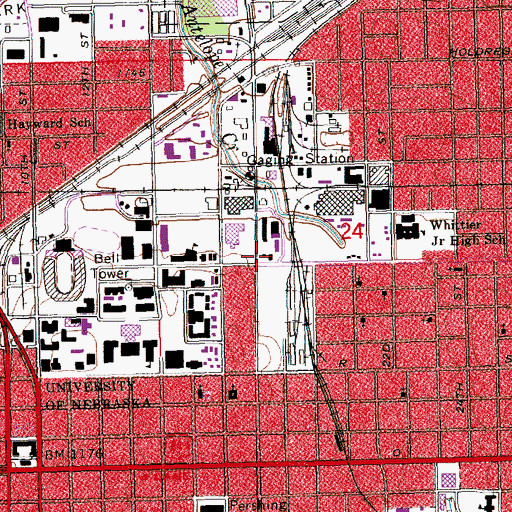 Topographic Map of Campus Recreation Building, NE