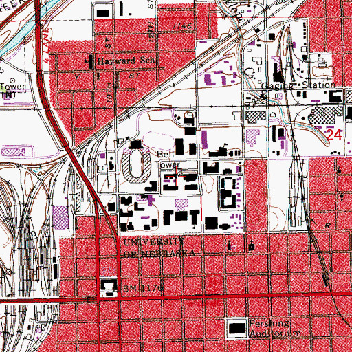 Topographic Map of Mueller Tower, NE