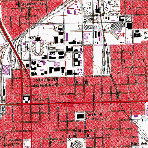 Topographic Map of Nebraska State Historical Society Building, NE