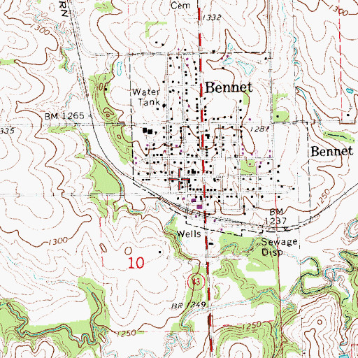 Topographic Map of Bennet Post Office, NE