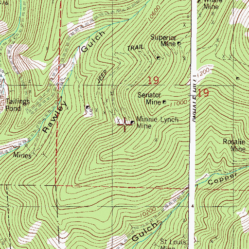 Topographic Map of Minnie Lynch Mine, CO