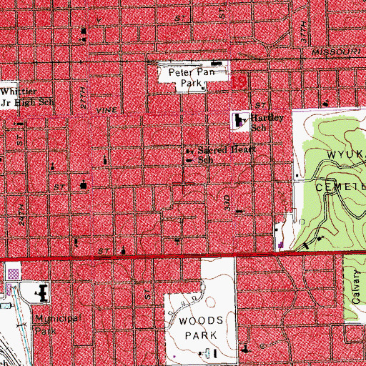 Topographic Map of Hartley Neighborhood Park, NE