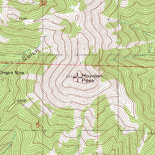 Topographic Map of Hayden Peak, CO