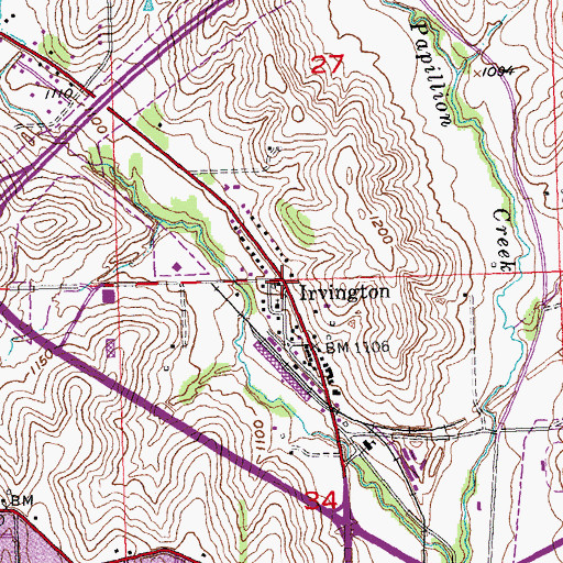 Topographic Map of Irvington Post Office (historical), NE