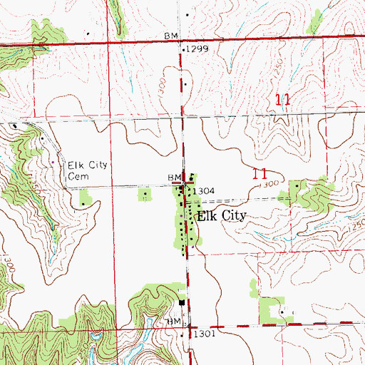 Topographic Map of Elk City Post Office (historical), NE