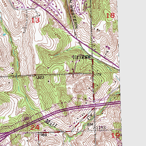 Topographic Map of Briggs (historical), NE