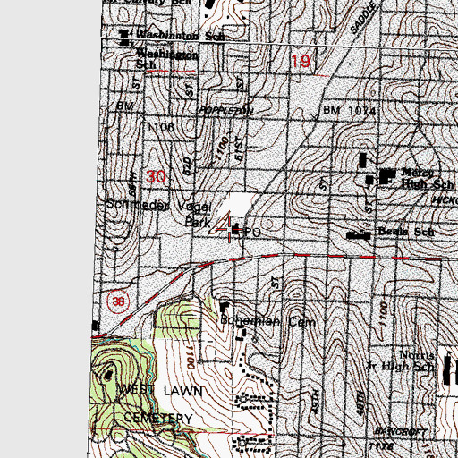 Topographic Map of Elmwood Park Post Office, NE