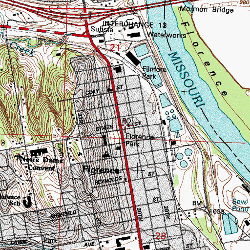 Topographic Map of Florence Post Office, NE