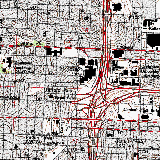 Topographic Map of Boys Town National Research Hospital, NE