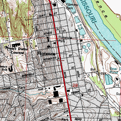 Topographic Map of Creighton Family Healthcare Building - Florence, NE