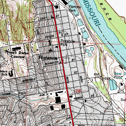 Topographic Map of Florence Home, NE