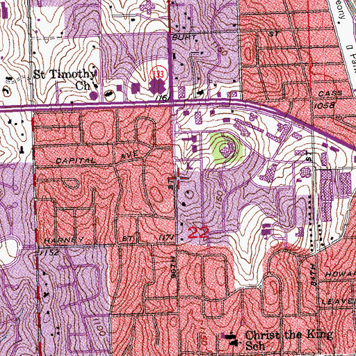 Topographic Map of Midwest Eye Care PC Building, NE