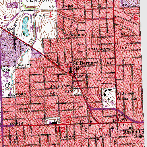 Topographic Map of Saint Bernards Church, NE