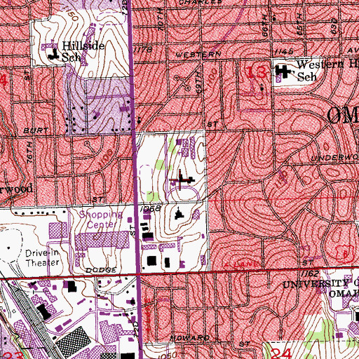 Topographic Map of First United Methodist Church, NE