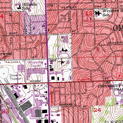 Topographic Map of Temple Israel, NE