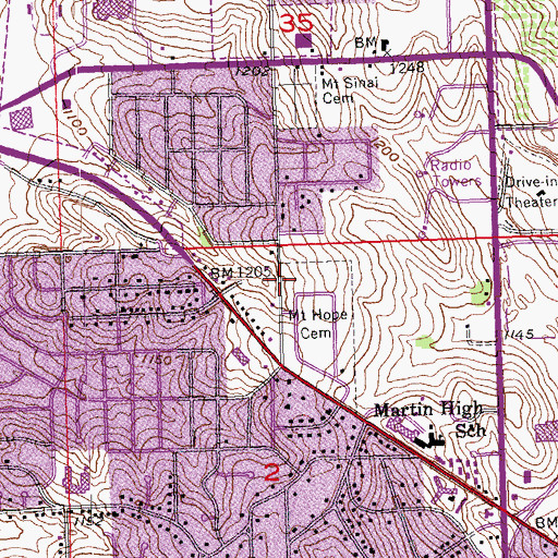 Topographic Map of Midlands Baptist Temple, NE
