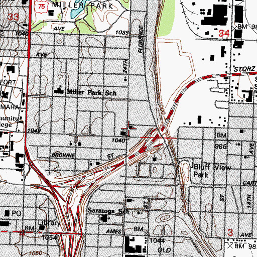 Topographic Map of Pearl Memorial United Methodist Church, NE