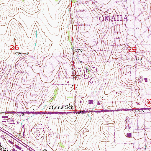 Topographic Map of Harvey Oaks Baptist Church, NE