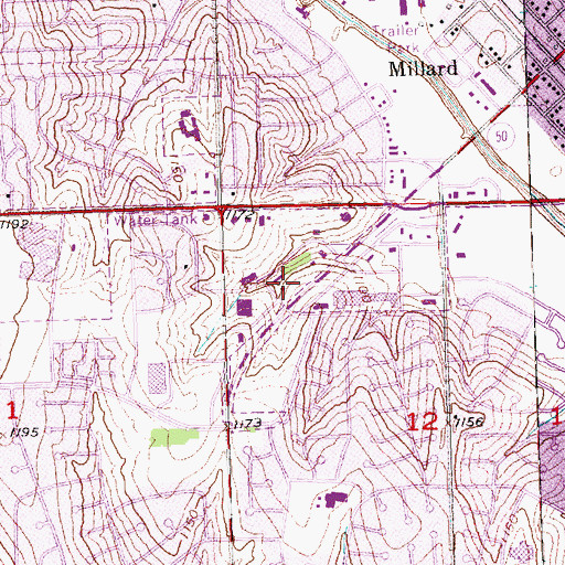 Topographic Map of Millard Alliance Church, NE