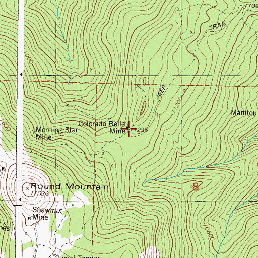 Topographic Map of Colorado Belle Mine, CO
