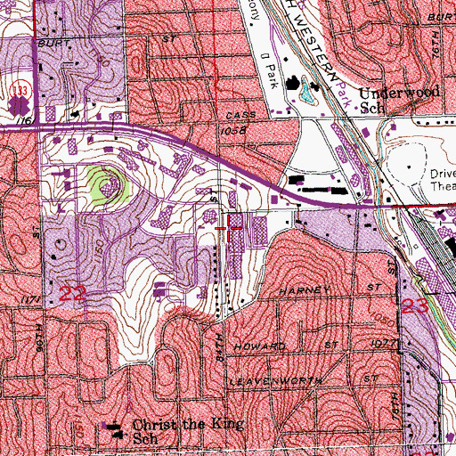 Topographic Map of Nebraska Methodist Hospital, NE