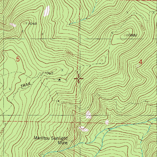 Topographic Map of Joe Wheeler Mine, CO