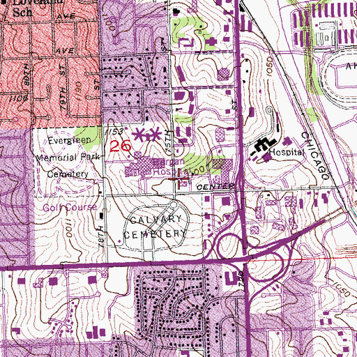 Topographic Map of Aksarben Manor, NE