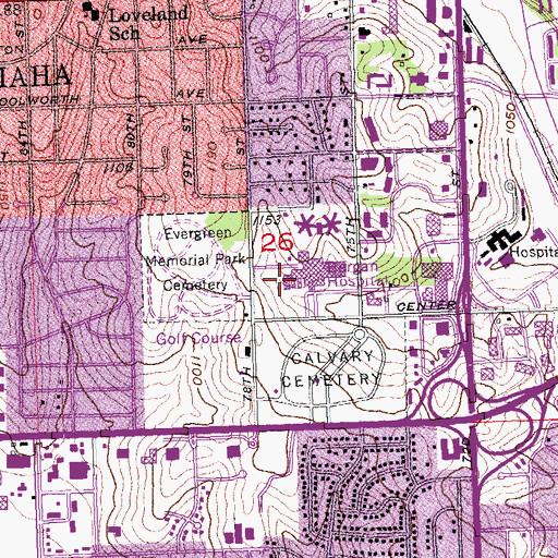 Topographic Map of Heart Lung and Vascular Surgery PC Center, NE