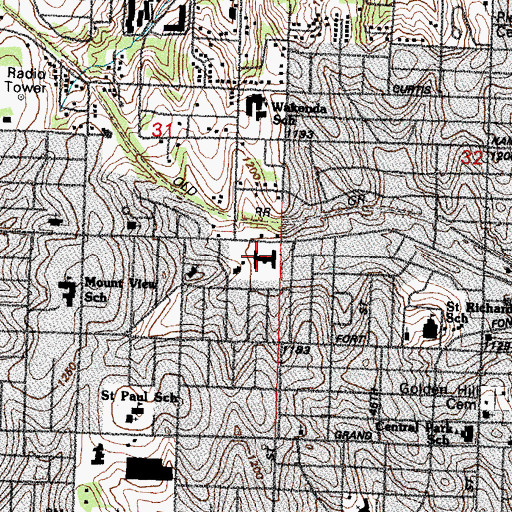 Topographic Map of Oak Grove Manor, NE